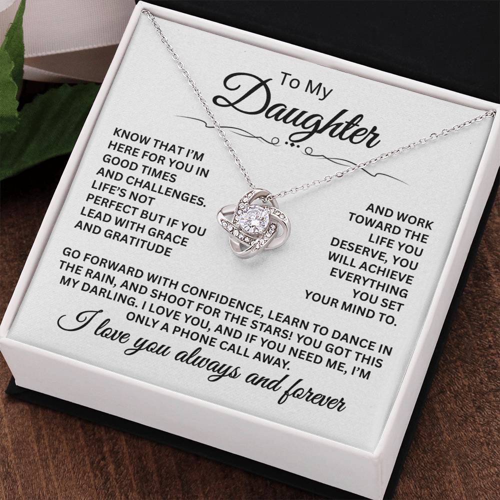 To My Daughter - I Love You Always And Forever - Love Knot Necklace