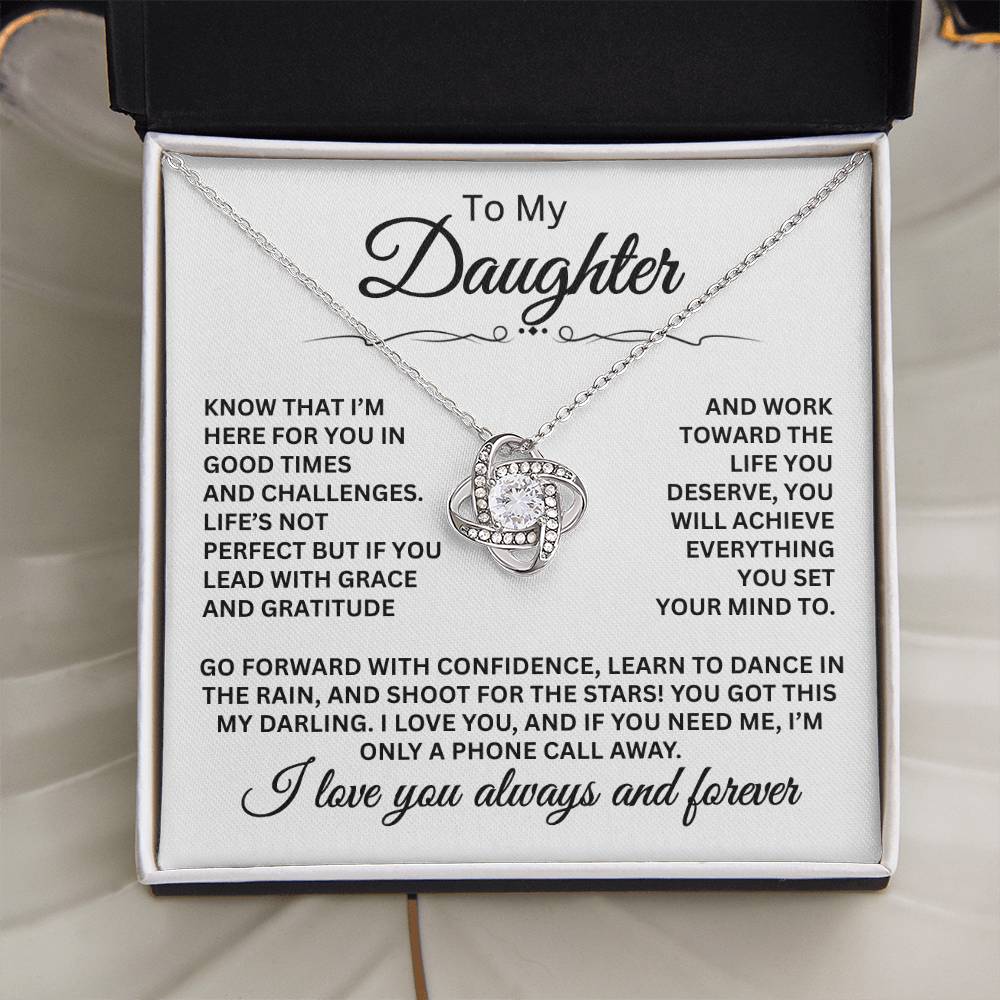 To My Daughter - I Love You Always And Forever - Love Knot Necklace