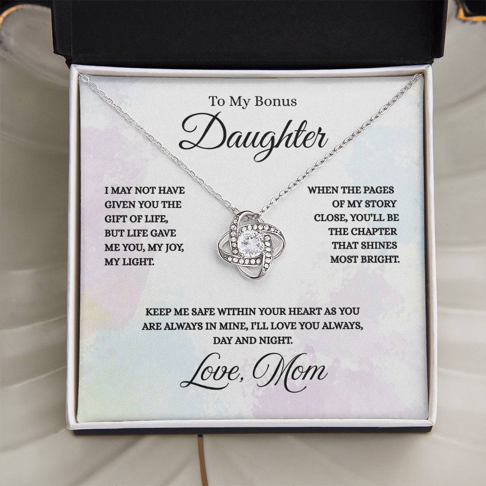 To My Bonus Daughter - Love Knot Necklace