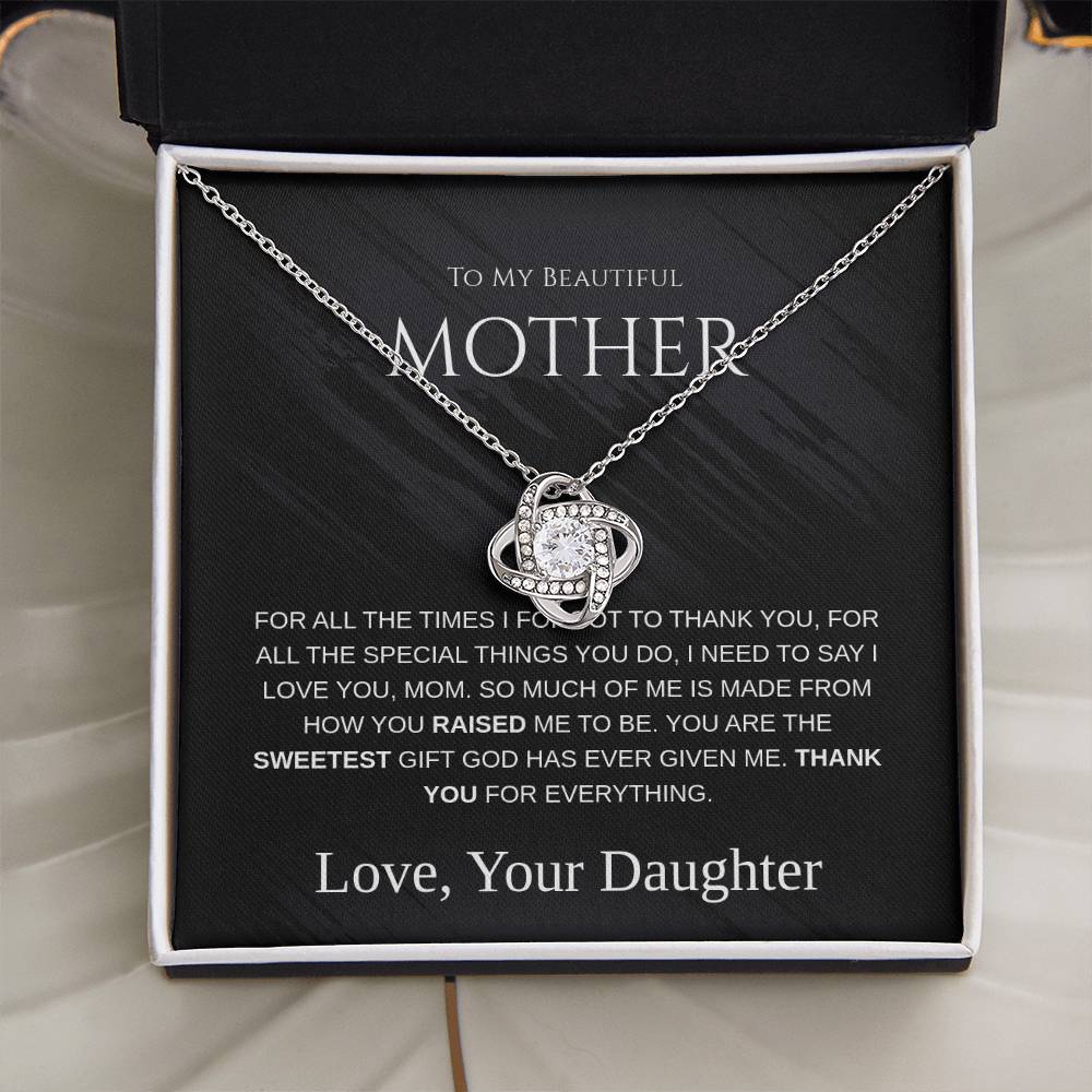 To My Beautiful Mom - Love Knot Necklace - Mother's Day Gift