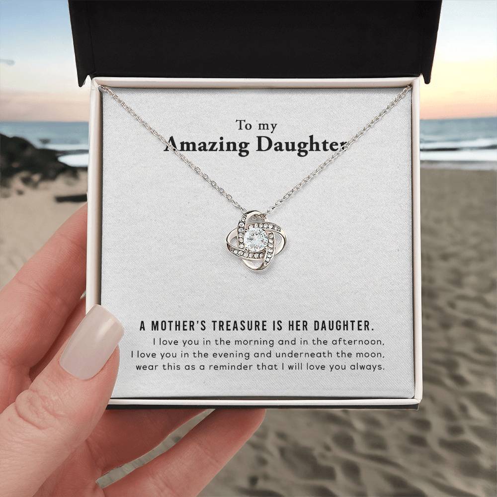 To My Amazing Daughter - Love Knot Necklace & Heartfelt Message Card