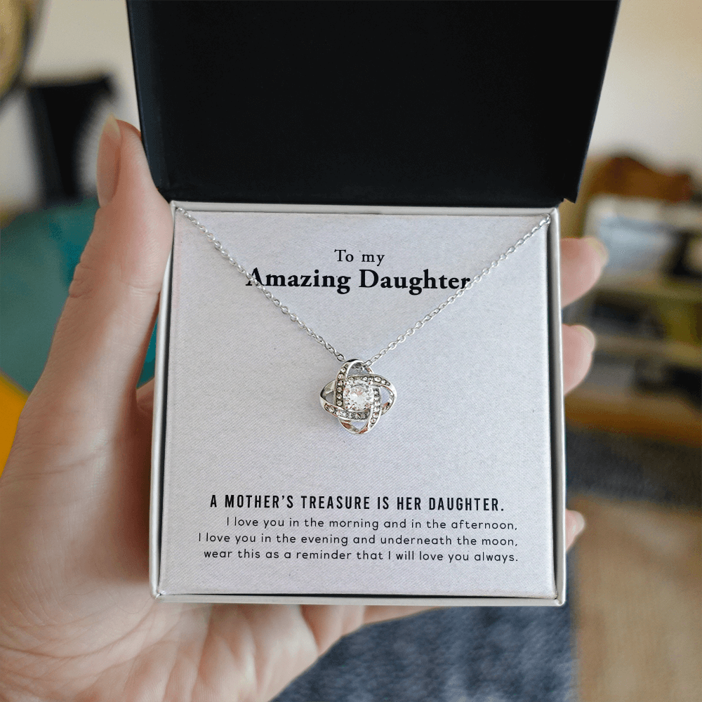 To My Amazing Daughter - Love Knot Necklace & Heartfelt Message Card