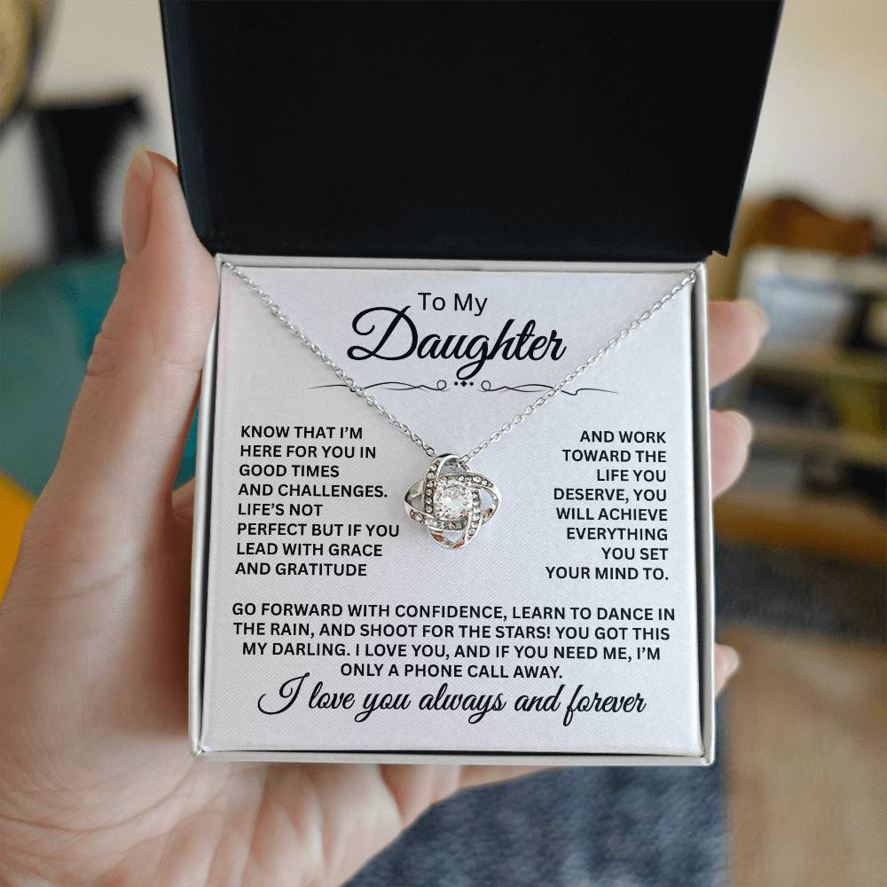 To My Daughter - I Love You Always And Forever - Love Knot Necklace