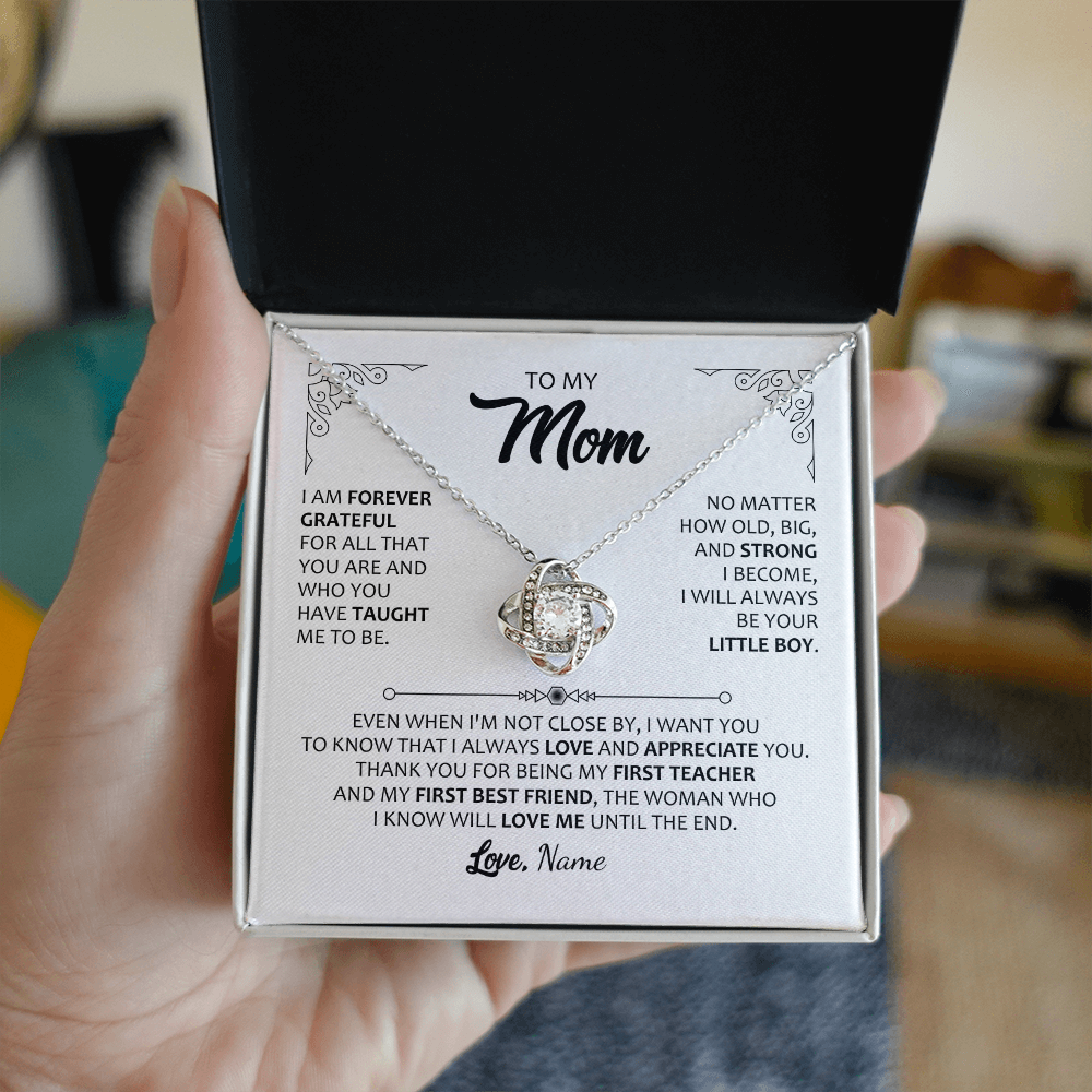 To My Mom  Love Knot Necklace with Personalized Message Card