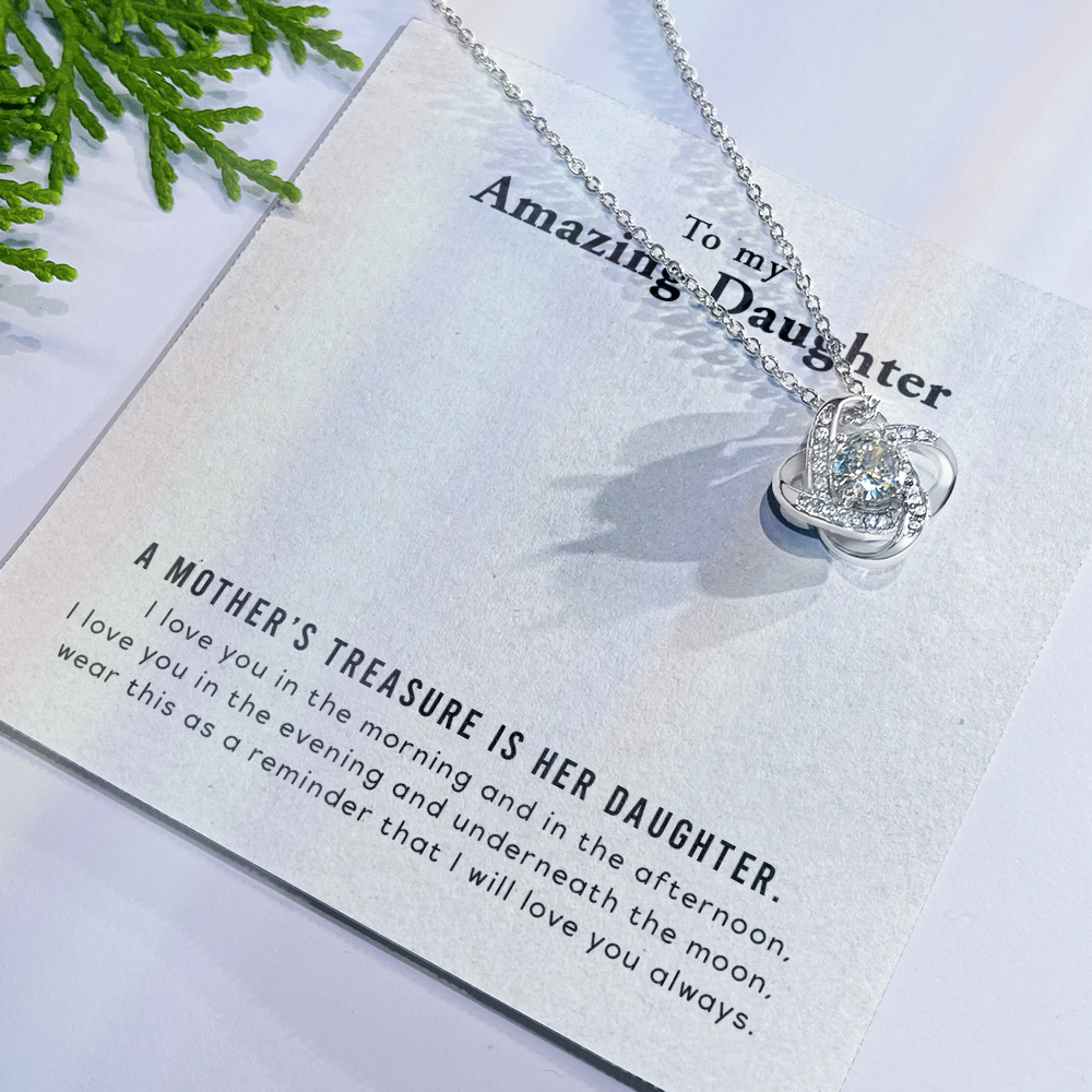 To My Amazing Daughter - Love Knot Necklace & Heartfelt Message Card