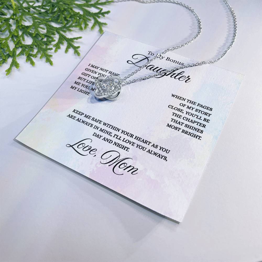 To My Bonus Daughter - Love Knot Necklace