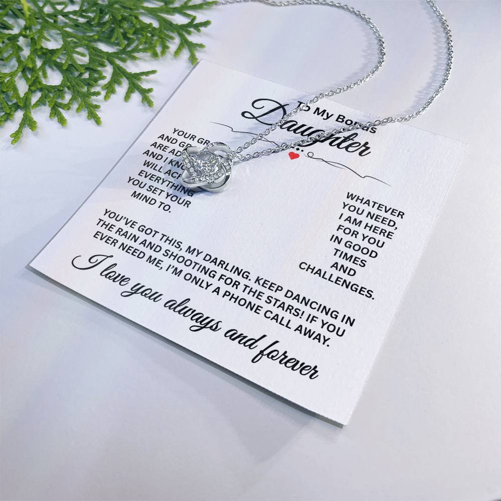 To My Bonus Daughter - I Love You Always And Forever - Love Knot Necklace