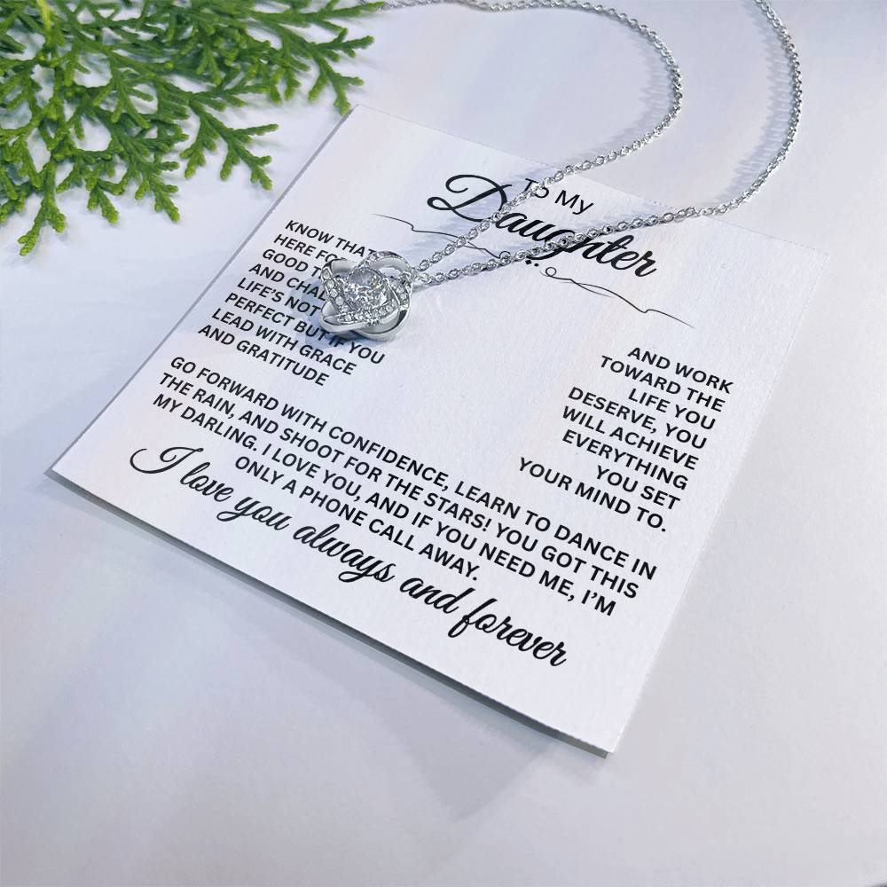 To My Daughter - I Love You Always And Forever - Love Knot Necklace