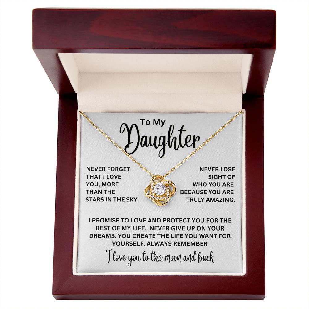 To My Daughter - I Love You To The Moon And Back - Love Knot Necklace