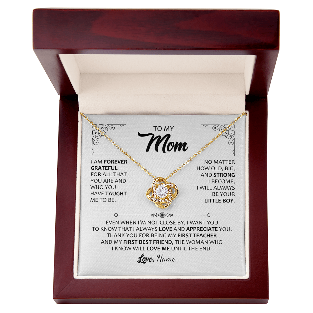 To My Mom  Love Knot Necklace with Personalized Message Card