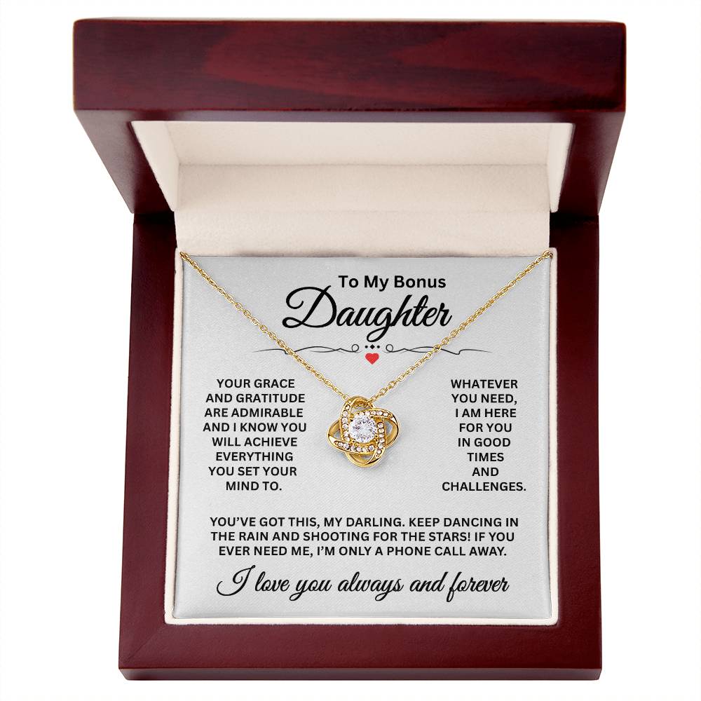 To My Bonus Daughter - I Love You Always And Forever - Love Knot Necklace