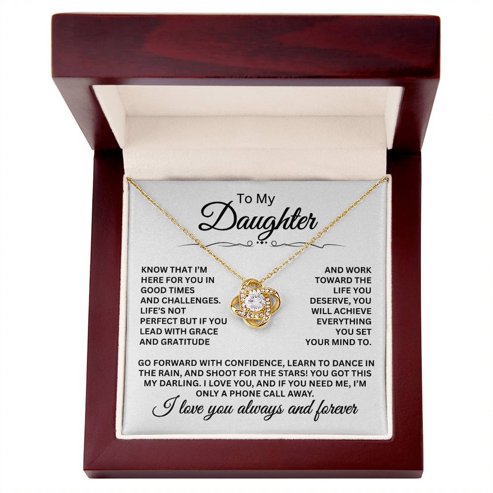 To My Daughter - I Love You Always And Forever - Love Knot Necklace