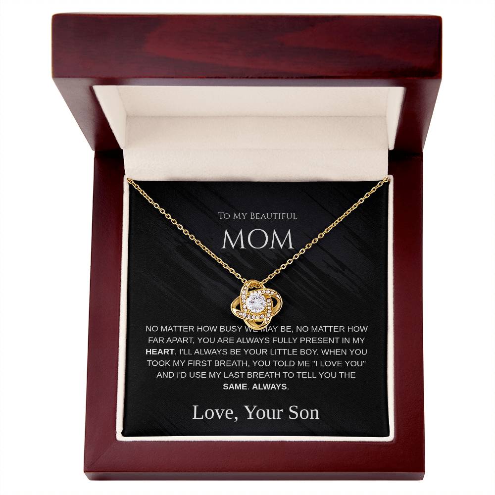 To My Beautiful Mom - Love Knot Necklace - Mother's Day Gift