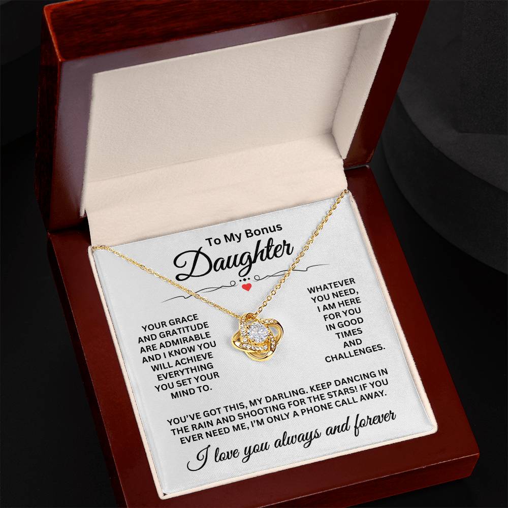 To My Bonus Daughter - I Love You Always And Forever - Love Knot Necklace