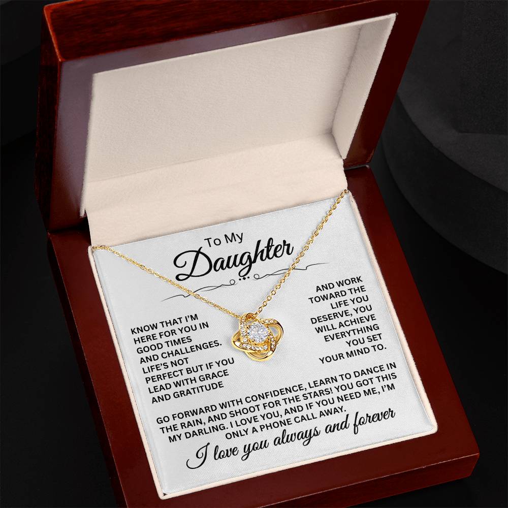 To My Daughter - I Love You Always And Forever - Love Knot Necklace