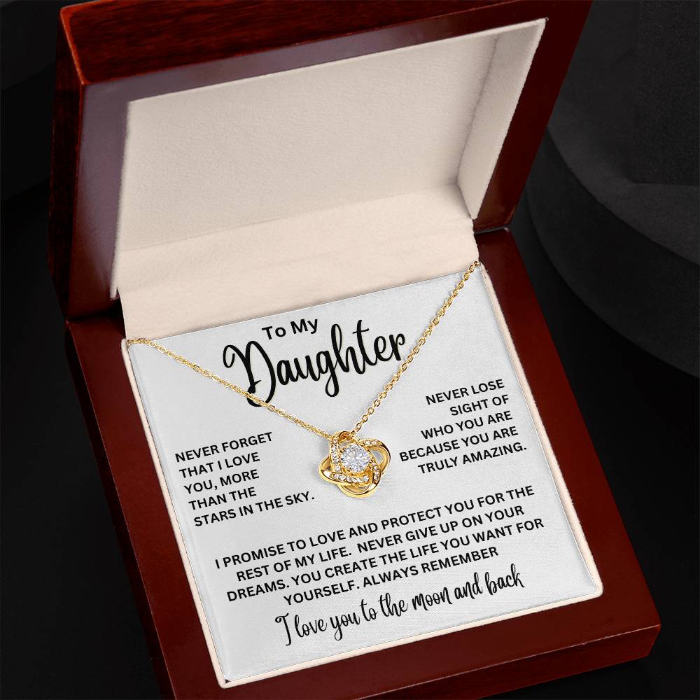 To My Daughter - I Love You To The Moon And Back - Love Knot Necklace