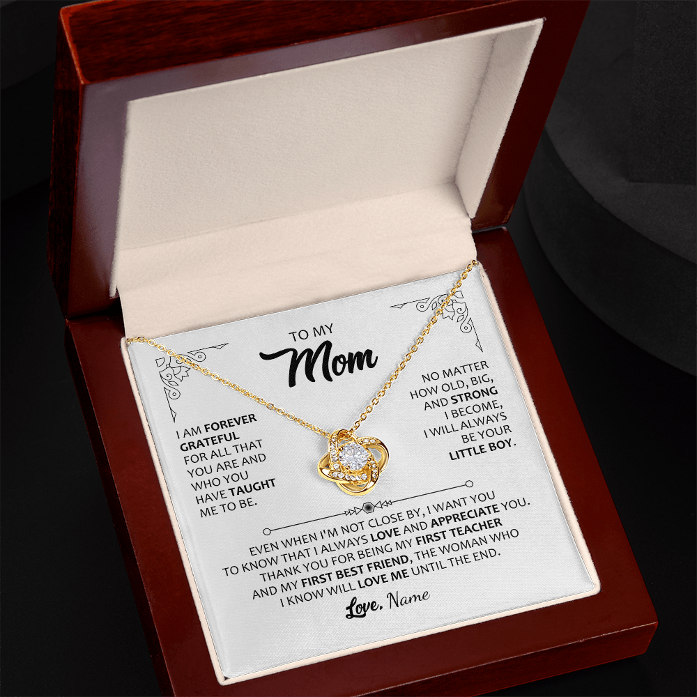 To My Mom  Love Knot Necklace with Personalized Message Card