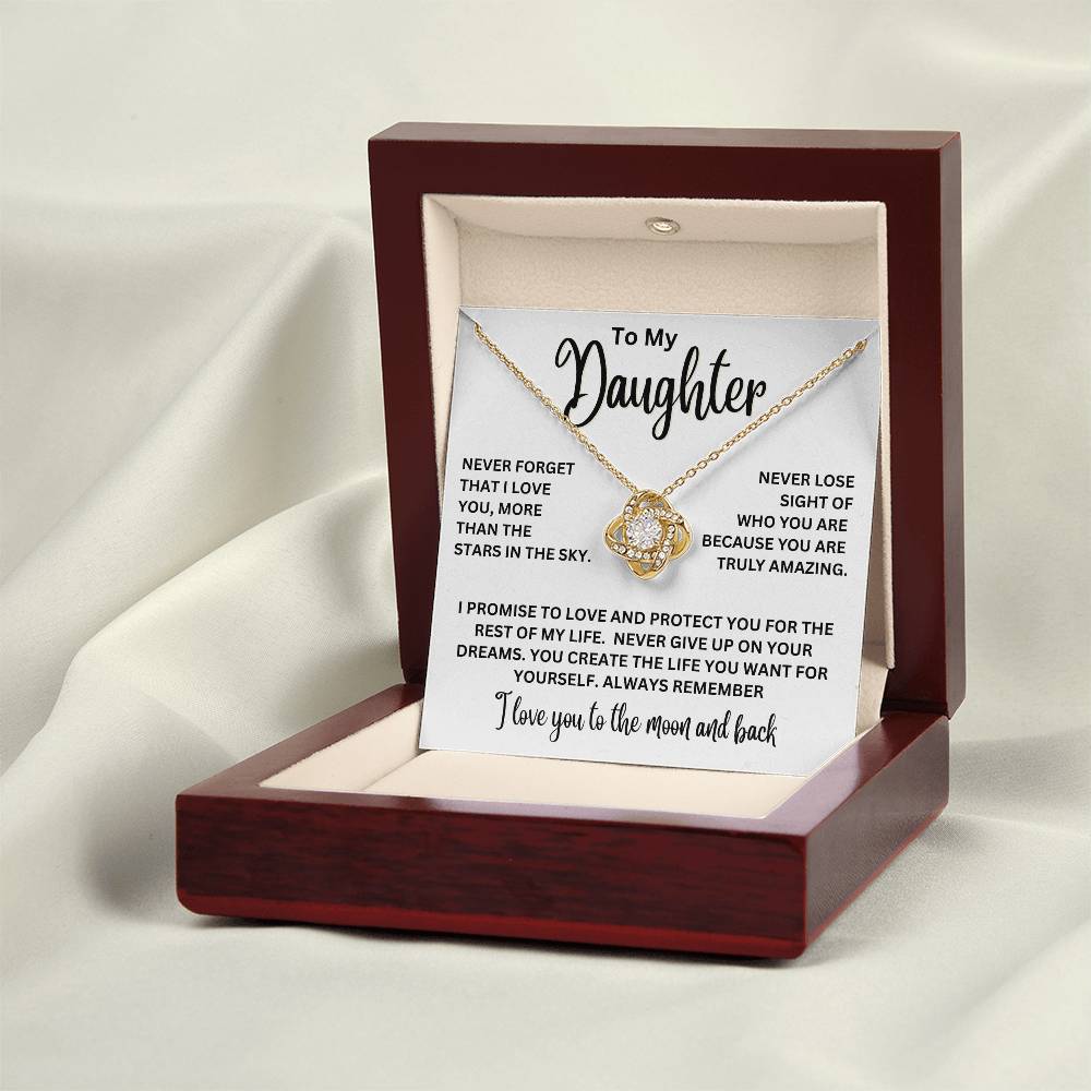 To My Daughter - I Love You To The Moon And Back - Love Knot Necklace