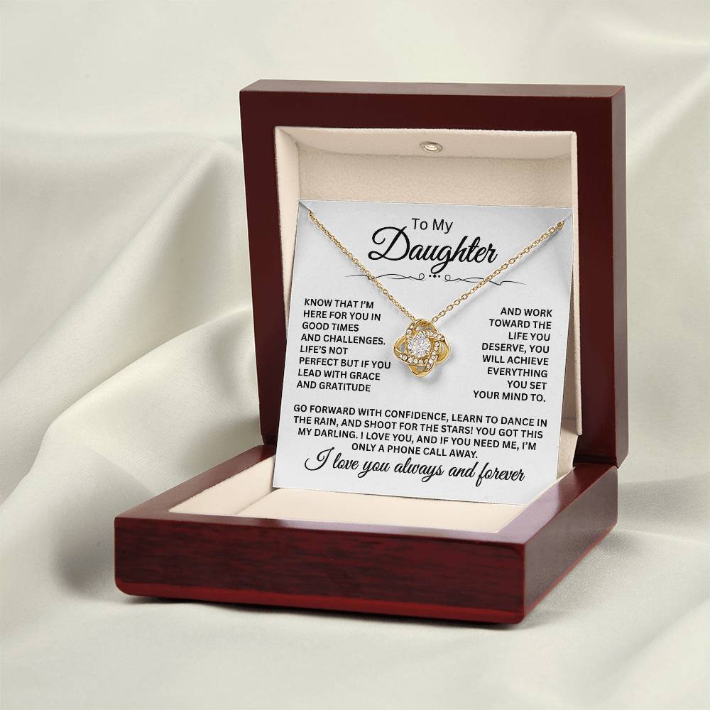 To My Daughter - I Love You Always And Forever - Love Knot Necklace