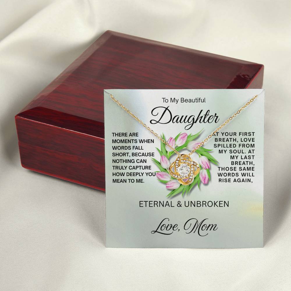To My Beautiful Daughter - Love Knot Necklace