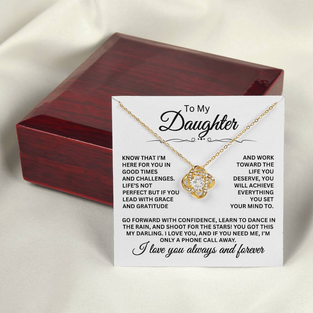To My Daughter - I Love You Always And Forever - Love Knot Necklace