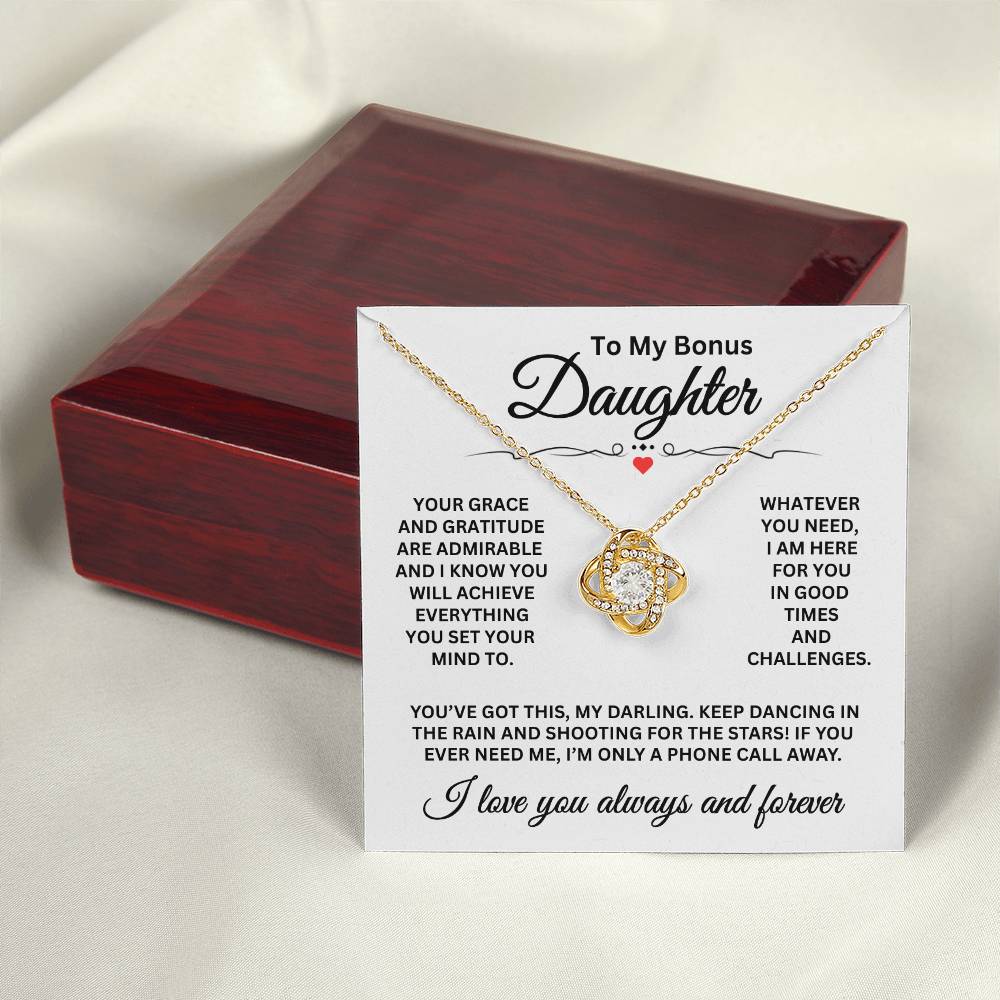 To My Bonus Daughter - I Love You Always And Forever - Love Knot Necklace