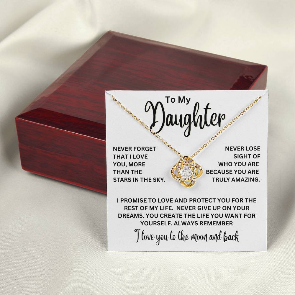 To My Daughter - I Love You To The Moon And Back - Love Knot Necklace