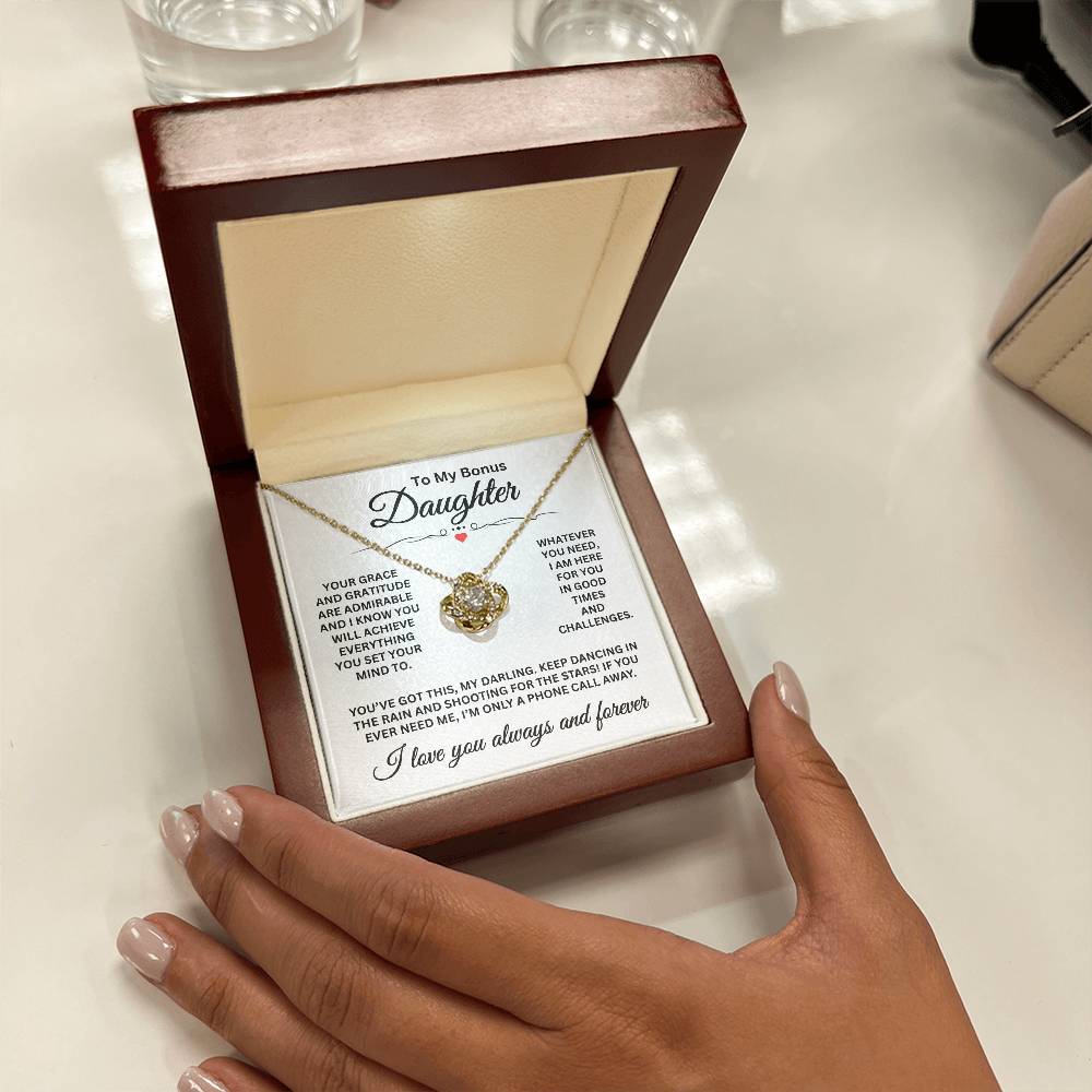 To My Bonus Daughter - I Love You Always And Forever - Love Knot Necklace