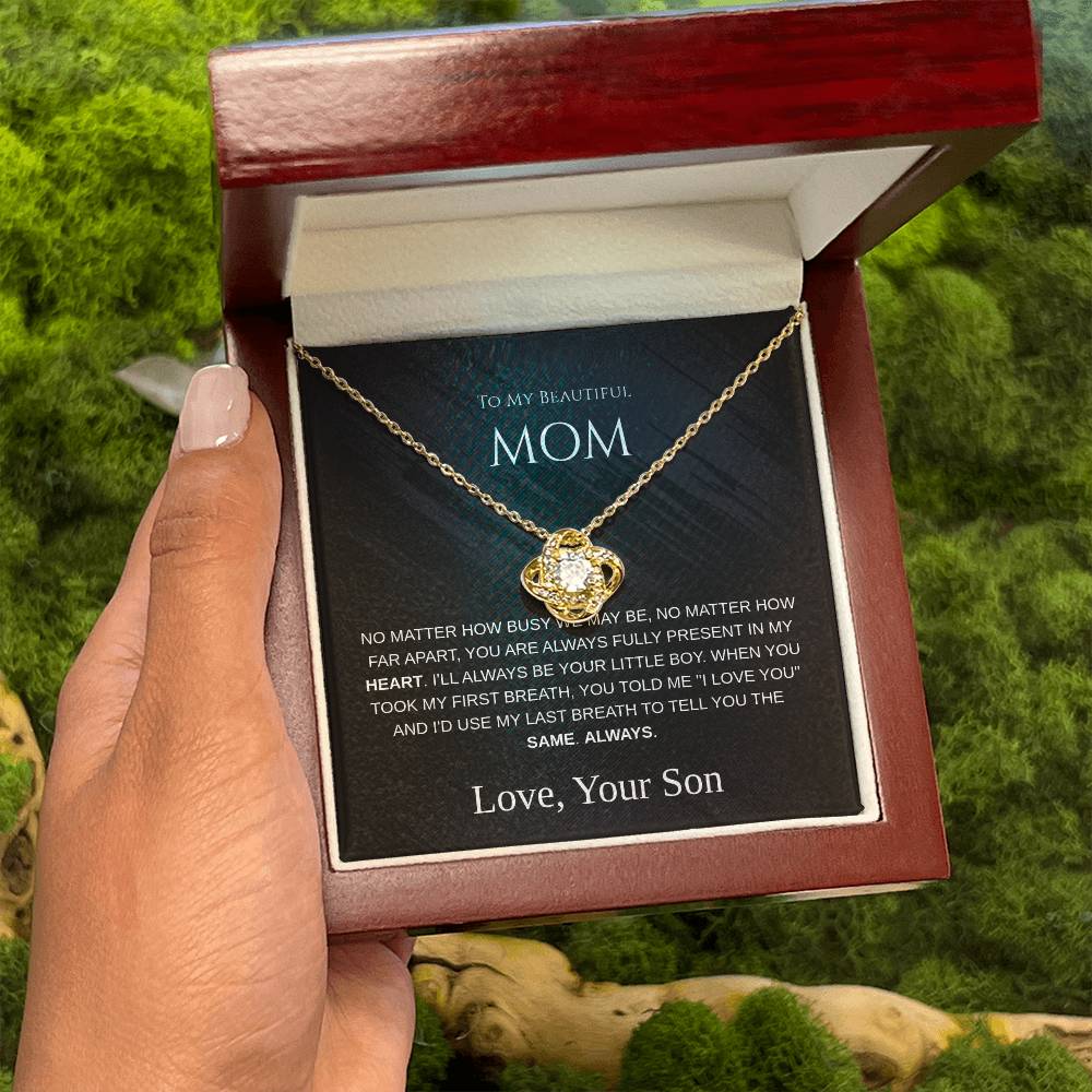 To My Beautiful Mom - Love Knot Necklace - Mother's Day Gift