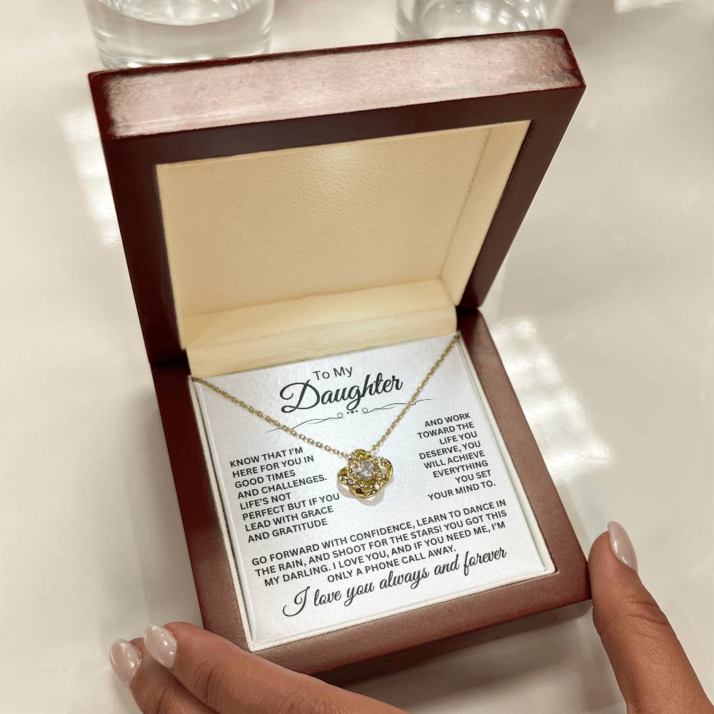 To My Daughter - I Love You Always And Forever - Love Knot Necklace