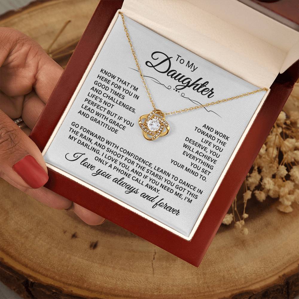To My Daughter - I Love You Always And Forever - Love Knot Necklace