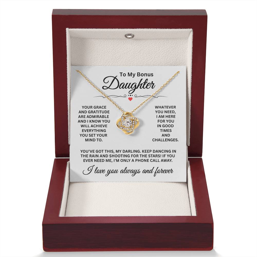 To My Bonus Daughter - I Love You Always And Forever - Love Knot Necklace