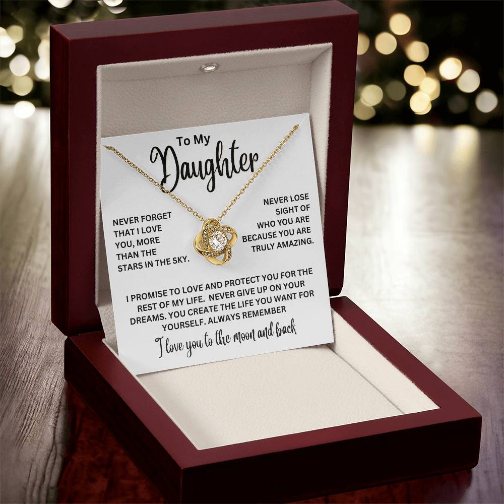 To My Daughter - I Love You To The Moon And Back - Love Knot Necklace