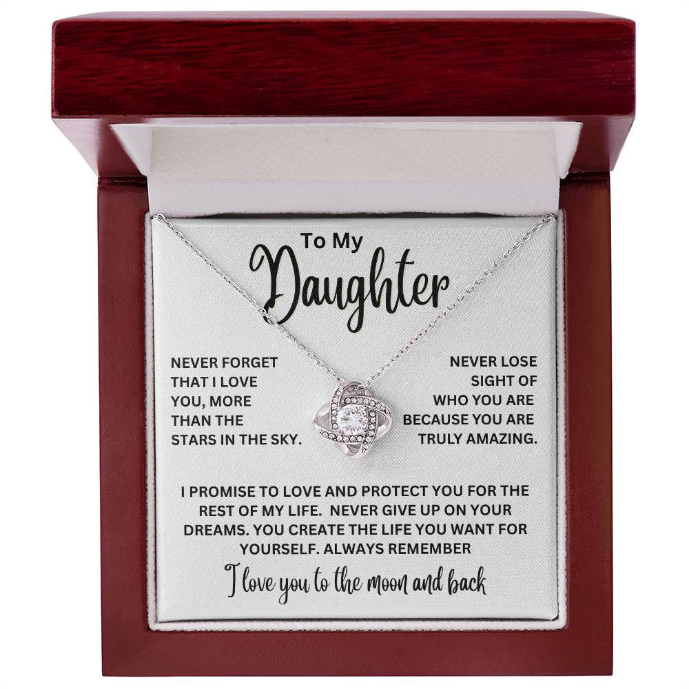 To My Daughter - I Love You To The Moon And Back - Love Knot Necklace