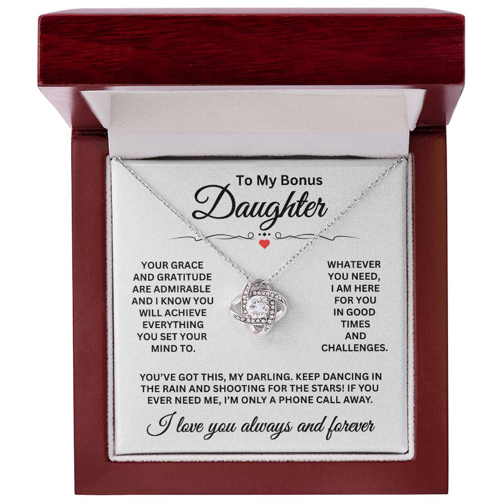To My Bonus Daughter - I Love You Always And Forever - Love Knot Necklace