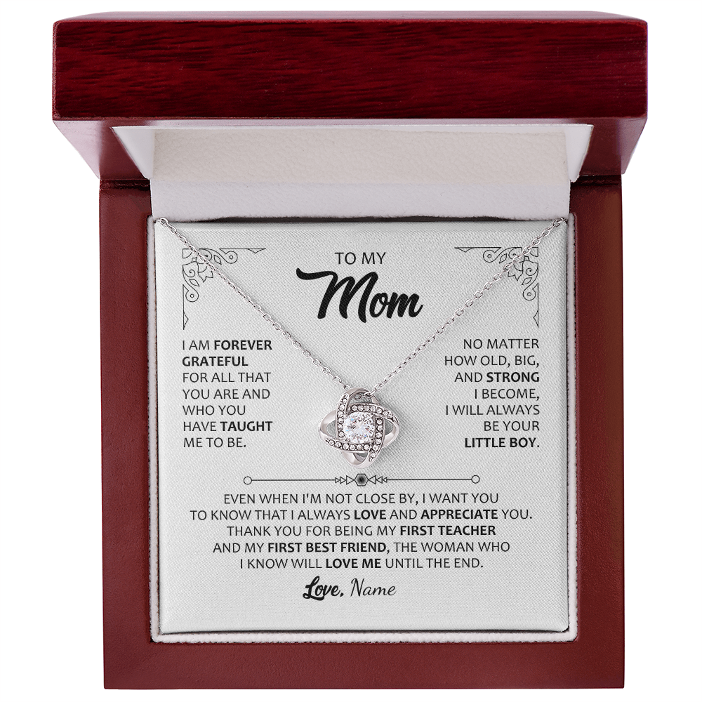 To My Mom  Love Knot Necklace with Personalized Message Card