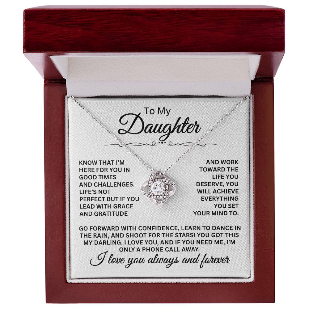 To My Daughter - I Love You Always And Forever - Love Knot Necklace