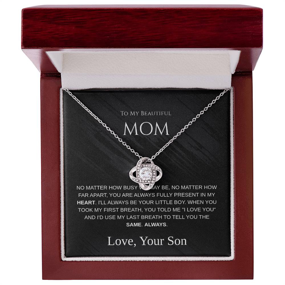To My Beautiful Mom - Love Knot Necklace - Mother's Day Gift