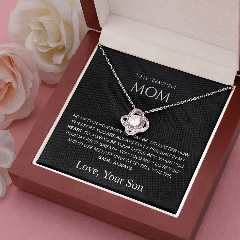 To My Beautiful Mom - Love Knot Necklace - Mother's Day Gift