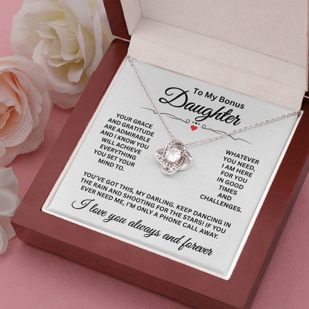 To My Bonus Daughter - I Love You Always And Forever - Love Knot Necklace