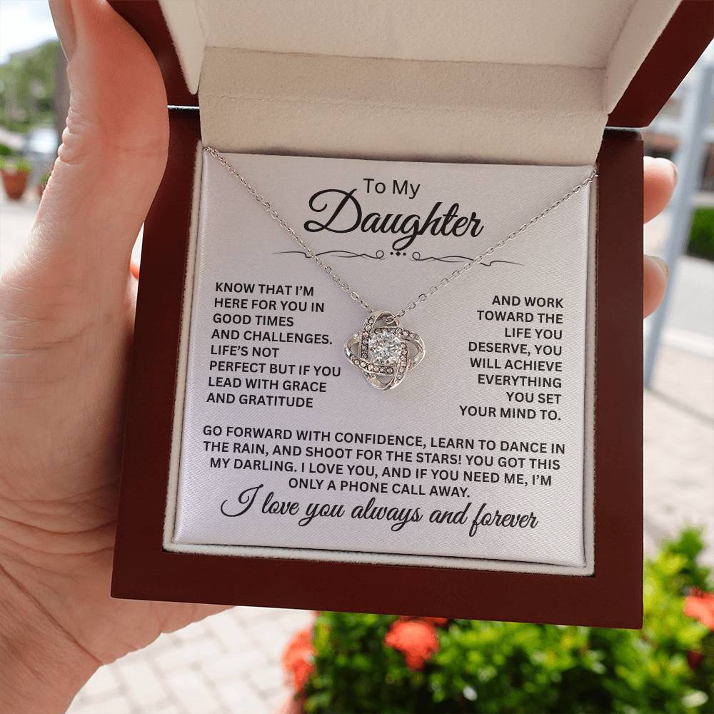 To My Daughter - I Love You Always And Forever - Love Knot Necklace