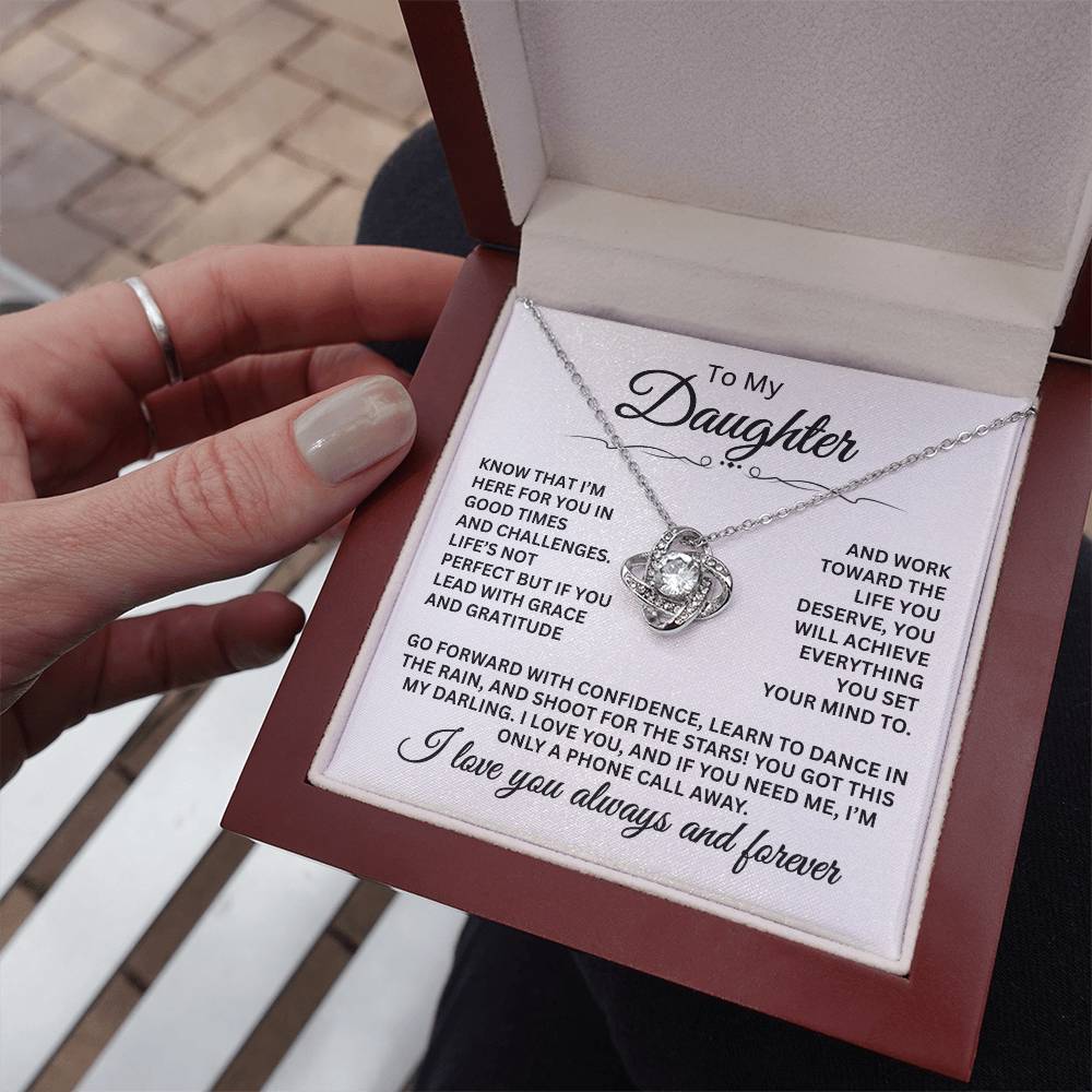 To My Daughter - I Love You Always And Forever - Love Knot Necklace