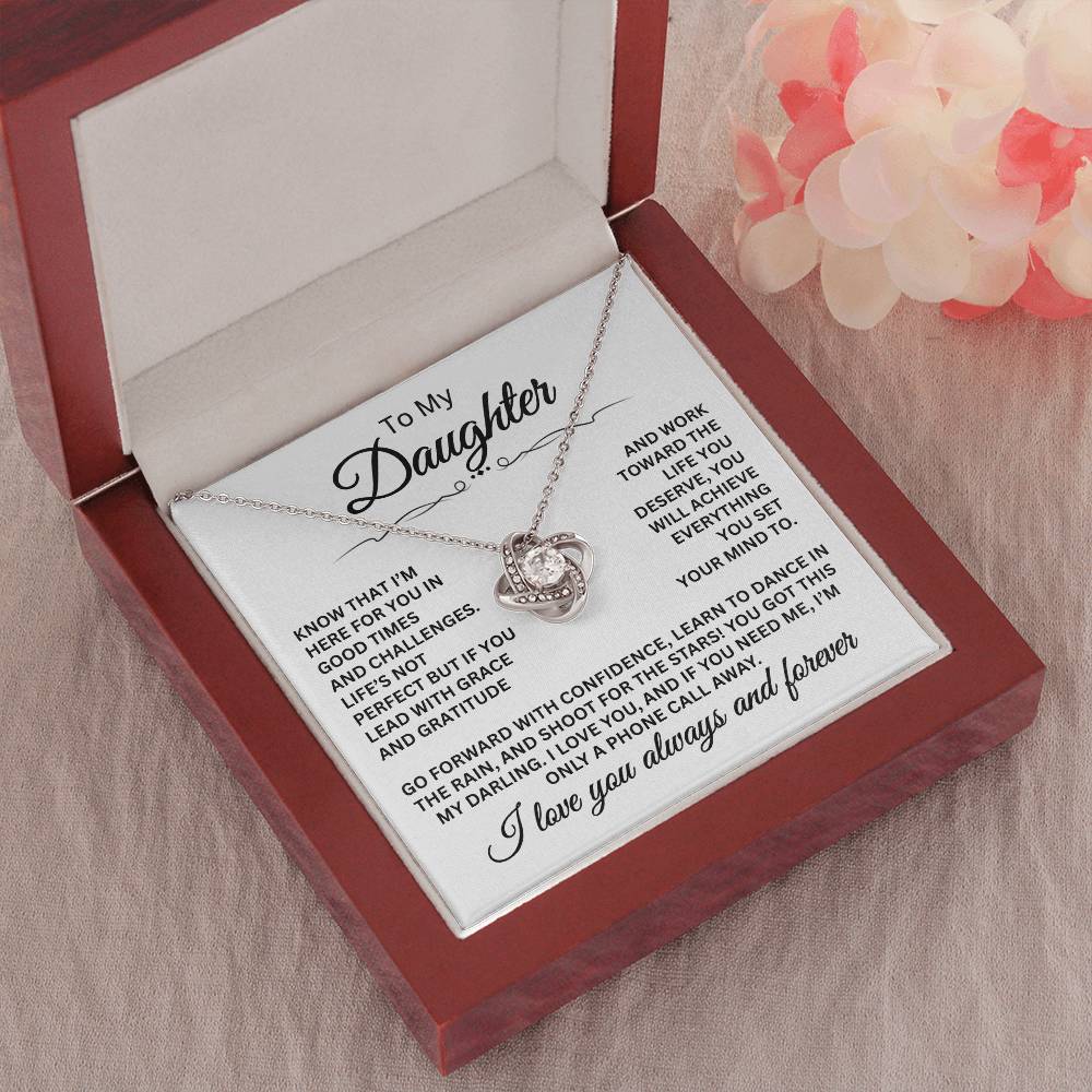 To My Daughter - I Love You Always And Forever - Love Knot Necklace