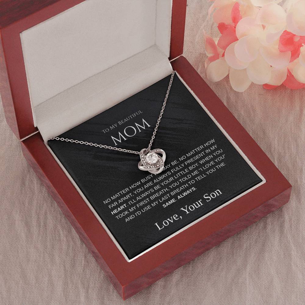 To My Beautiful Mom - Love Knot Necklace - Mother's Day Gift