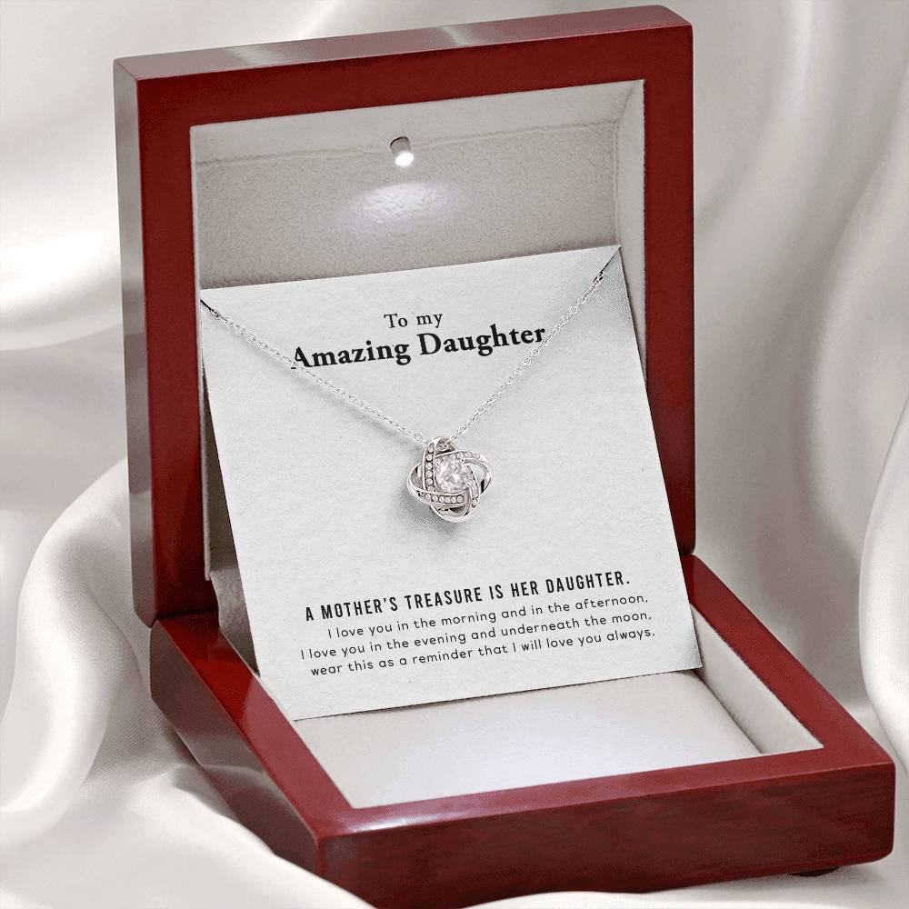 To My Amazing Daughter - Love Knot Necklace & Heartfelt Message Card