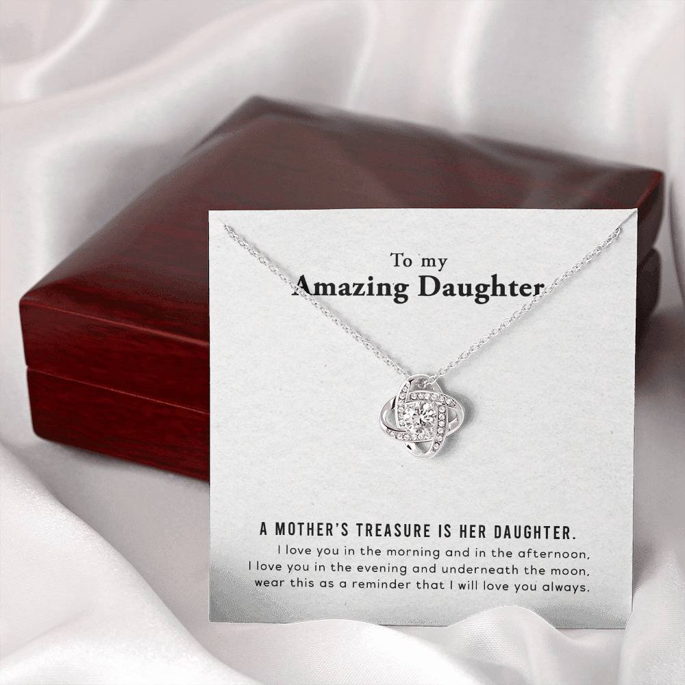 To My Amazing Daughter - Love Knot Necklace & Heartfelt Message Card