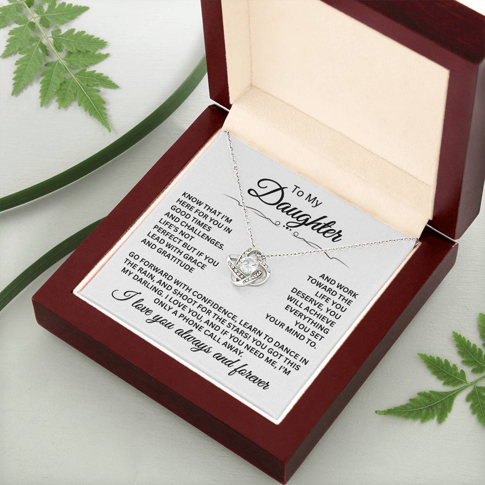 To My Daughter - I Love You Always And Forever - Love Knot Necklace