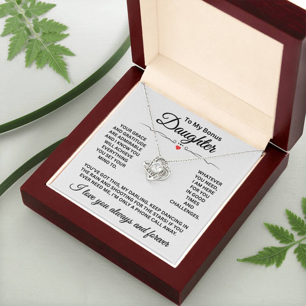 To My Bonus Daughter - I Love You Always And Forever - Love Knot Necklace