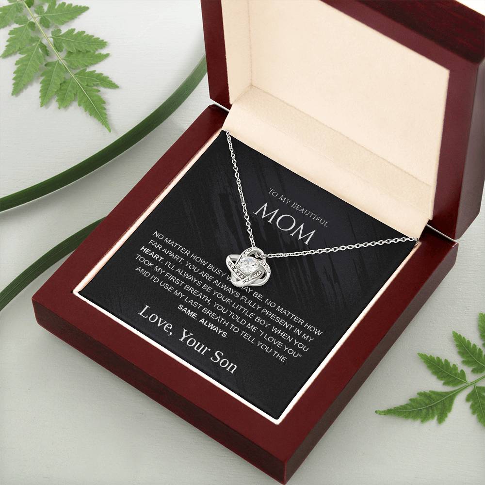 To My Beautiful Mom - Love Knot Necklace - Mother's Day Gift