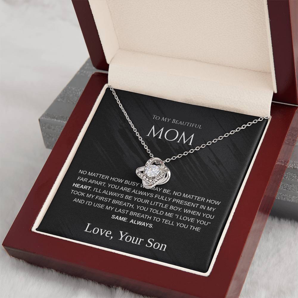 To My Beautiful Mom - Love Knot Necklace - Mother's Day Gift